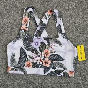 EleVen by Venus Williams Floral Crop Top - Black, Green, Pink